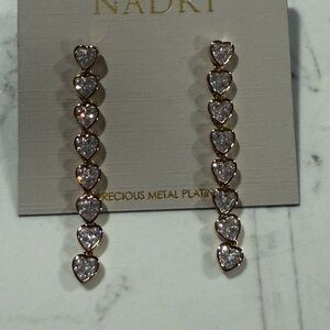 Nadri Gold Heart Crystal Earrings
